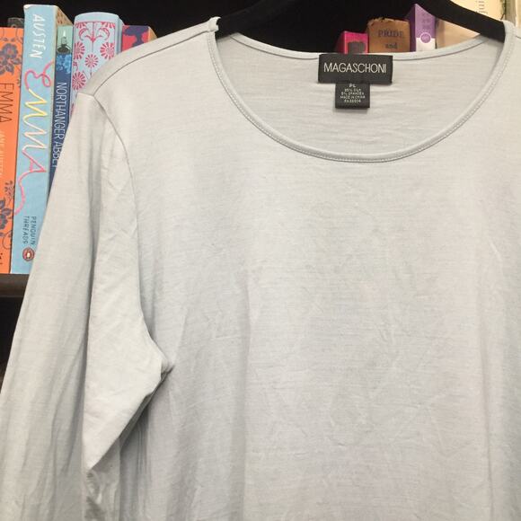 Magaschoni Blue Grey 3/4 Sleeve Silk Blend PL - Picture 2 of 7